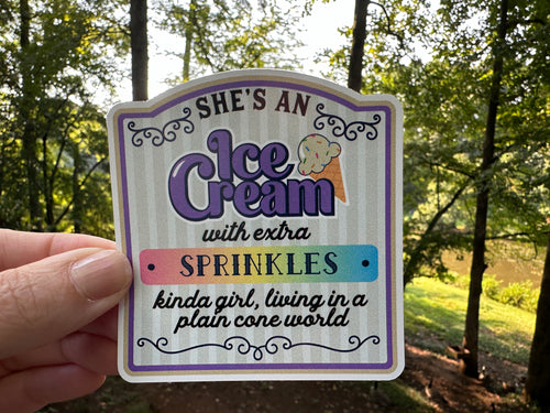 Sticker 43P Ice Cream with Extra Sprinkles PURPLE Label