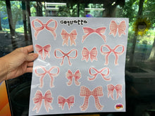 Load image into Gallery viewer, Sticker Sheet Pink Bows Coquette 12 x 12 inch Sheet with Various Size Stickers