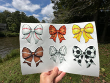 Load image into Gallery viewer, Sticker | Set of Sports Bows | Waterproof Vinyl Sticker | Permanent