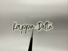 Load image into Gallery viewer, Sticker | KD_D | Kappa Delta Signature | Waterproof Vinyl Sticker | White | Clear | Permanent | Removable | Window Cling | Glitter | Holographic