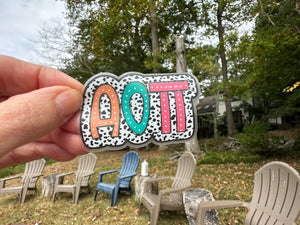 Sticker | Alpha Omicron Pi | AOP G | Bright Doodles | Waterproof Vinyl Sticker | Permanent