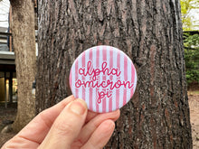 Load image into Gallery viewer, Alpha Omicron Pi AOP Watercolor Stripes Pin Back Button