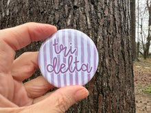 Load image into Gallery viewer, Tri Delta DDD Watercolor Stripes Pin Back Button