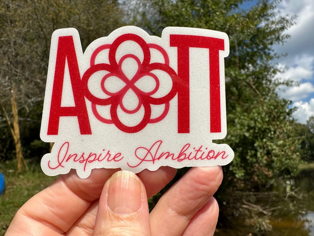 Sticker | Alpha Omicron Pi | AOP K | Inspire Ambition | Waterproof Vinyl Sticker | Permanent