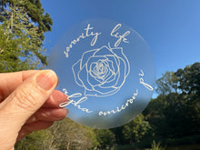 Load image into Gallery viewer, Sticker | Alpha Omicron Pi | AOP I | White Circle Rose | Waterproof Vinyl Sticker | Permanent