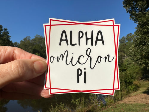 Sticker | Alpha Omicron Pi | AOP C | Retro Text | Waterproof Vinyl Sticker | Permanent