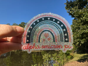 Sticker | Alpha Omicron Pi | AOP A | Boho Rainbow | Waterproof Vinyl Sticker | Permanent