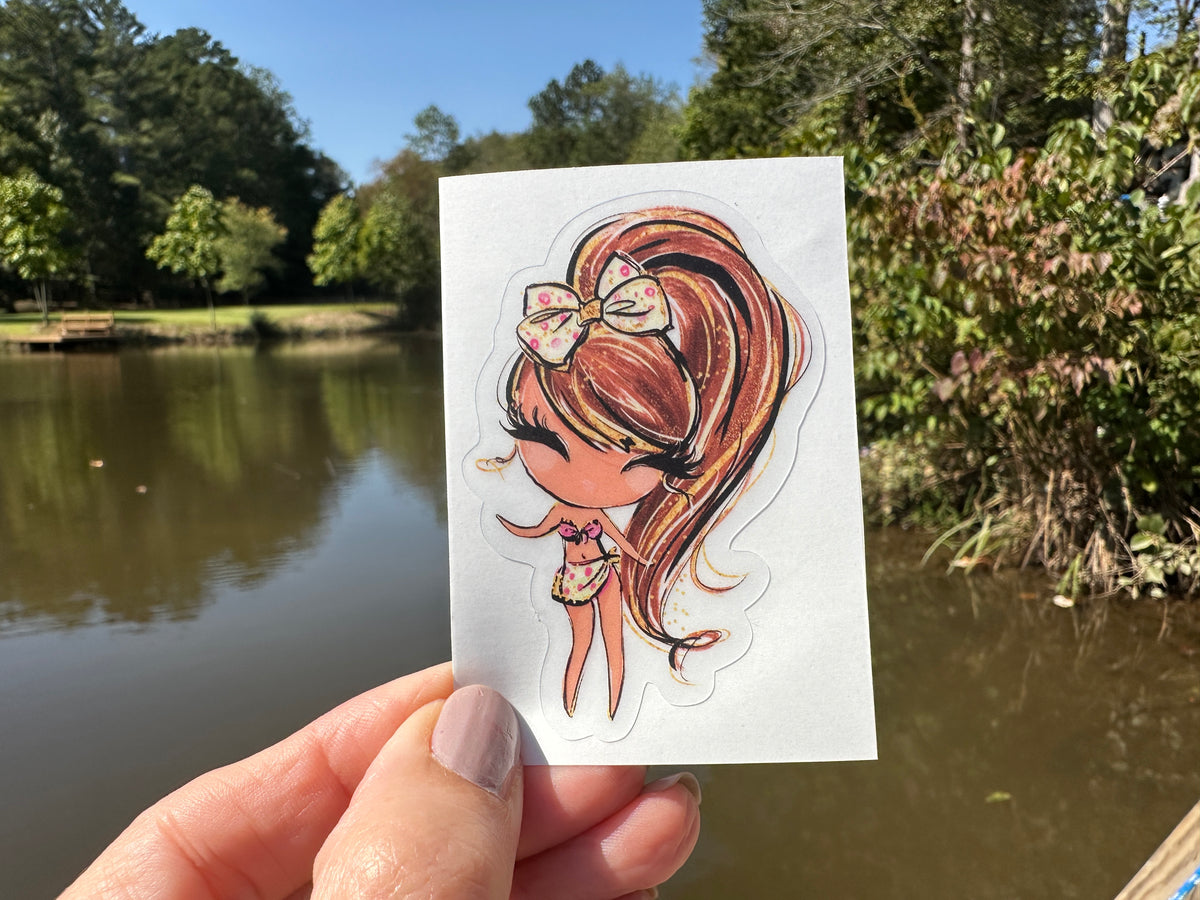 Sticker | Bikini Girl with Darker Skin | Waterproof Vinyl Sticker | Pe ...