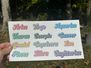 Sticker | Zodiac Name | Waterproof Vinyl Sticker | Permanent | L