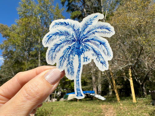 Sticker |  | Toile Palm Tree | Waterproof Vinyl Sticker | White | Clear | Permanent | Removable | Window Cling | Glitter | Holographic