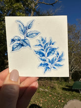 Load image into Gallery viewer, Sticker Set |  | Blue Toile Chinoiserie Plant Leaves | Waterproof Vinyl Sticker | White | Clear | Permanent | Removable | Window Cling | Glitter | Holographic