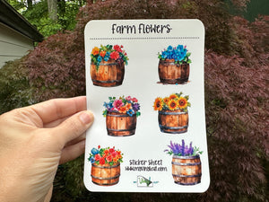 Sticker Sheet 84 Set of little planner stickers Farm Flowers