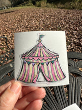 Load image into Gallery viewer, Sticker | 15A | Pink Circus Tent | Waterproof Vinyl Sticker | White | Clear | Permanent | Removable | Window Cling | Glitter | Holographic