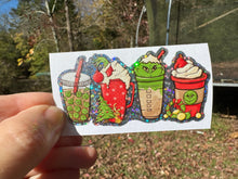 Load image into Gallery viewer, Sticker | 53L | Coffee Drinks Christmas Theme | Waterproof Vinyl Sticker | White | Clear | Permanent | Removable | Window Cling | Glitter | Holographic