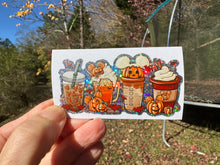 Load image into Gallery viewer, Sticker | 53D | Fall Coffee Drinks | Waterproof Vinyl Sticker | White | Clear | Permanent | Removable | Window Cling | Glitter | Holographic