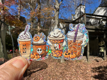 Load image into Gallery viewer, Sticker | 53G | Coffee Drinks Nightmare Theme | Waterproof Vinyl Sticker | White | Clear | Permanent | Removable | Window Cling | Glitter | Holographic