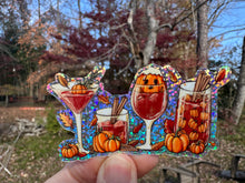 Load image into Gallery viewer, Sticker | 53M | Fall Wine Drinks Theme | Waterproof Vinyl Sticker | White | Clear | Permanent | Removable | Window Cling | Glitter | Holographic