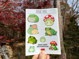 Sticker Sheet | Froggie Frogs | Set of little planner stickers 5 X 7 inch sheet