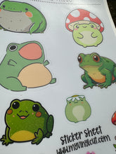 Load image into Gallery viewer, Sticker Sheet | Froggie Frogs | Set of little planner stickers 5 X 7 inch sheet