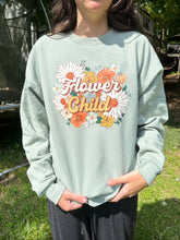 Load image into Gallery viewer, Hanes Unisex Ecosmart 50/50 Crewneck Sweatshirt with Flower Child Design applied using DTF size L