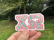 Load image into Gallery viewer, Sticker | XO_G | Chi Omega | Waterproof Vinyl Sticker | White | Clear | Permanent | Removable | Window Cling | Glitter | Holographic