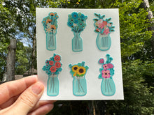 Load image into Gallery viewer, Sticker Sheet Set of little planner stickers Little Blue Vases