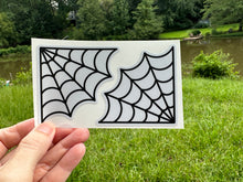 Load image into Gallery viewer, Sticker | 74D | Spider Web Corner | Waterproof Vinyl Sticker | White | Clear | Permanent | Removable | Window Cling | Glitter | Holographic