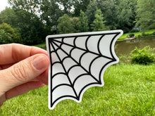 Load image into Gallery viewer, Sticker | 74D | Spider Web Corner | Waterproof Vinyl Sticker | White | Clear | Permanent | Removable | Window Cling | Glitter | Holographic