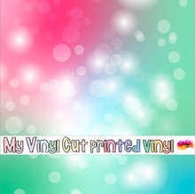 Load image into Gallery viewer, Printed Vinyl | Unicorn Pastel Bokeh K | Permanent Removable Adhesive | Permanent Glitter Adhesive | HTV | Glitter HTV | 12 x 12 inches | ONE Sheet