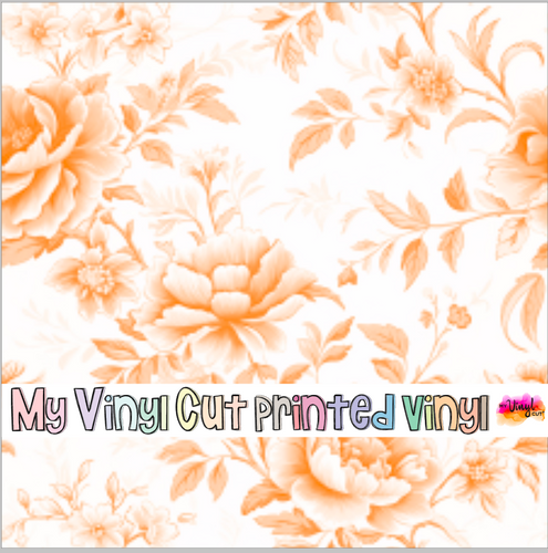 Printed Vinyl & HTV Orange Toile L Patterns 12 x 12 inch sheet