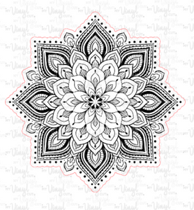 Sticker | 6F | Mandala | Waterproof Vinyl Sticker | White | Clear | Permanent | Removable | Window Cling | Glitter | Holographic