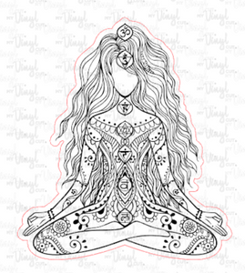 Sticker | 7C | Yoga Girl | Waterproof Vinyl Sticker | White | Clear | Permanent | Removable | Window Cling | Glitter | Holographic