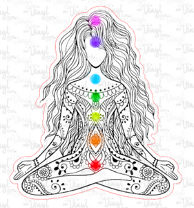 Sticker | 7G | Yoga Girl | Waterproof Vinyl Sticker | White | Clear | Permanent | Removable | Window Cling | Glitter | Holographic