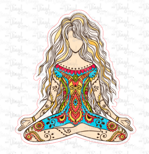 Sticker | 7H | Yoga Girl | Waterproof Vinyl Sticker | White | Clear | Permanent | Removable | Window Cling | Glitter | Holographic