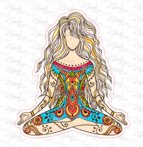 Sticker | 7H | Yoga Girl | Waterproof Vinyl Sticker | White | Clear | Permanent | Removable | Window Cling | Glitter | Holographic