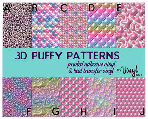 Printed Vinyl & HTV 3D Puffy Inflated Patterns 12 x 12 inch sheet