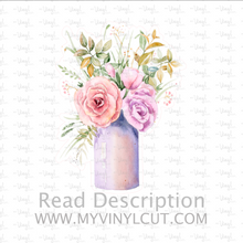 Load image into Gallery viewer, Sticker | 37G | Light Roses in Vase | Waterproof Vinyl Sticker | White | Clear | Permanent | Removable | Window Cling | Glitter | Holographic