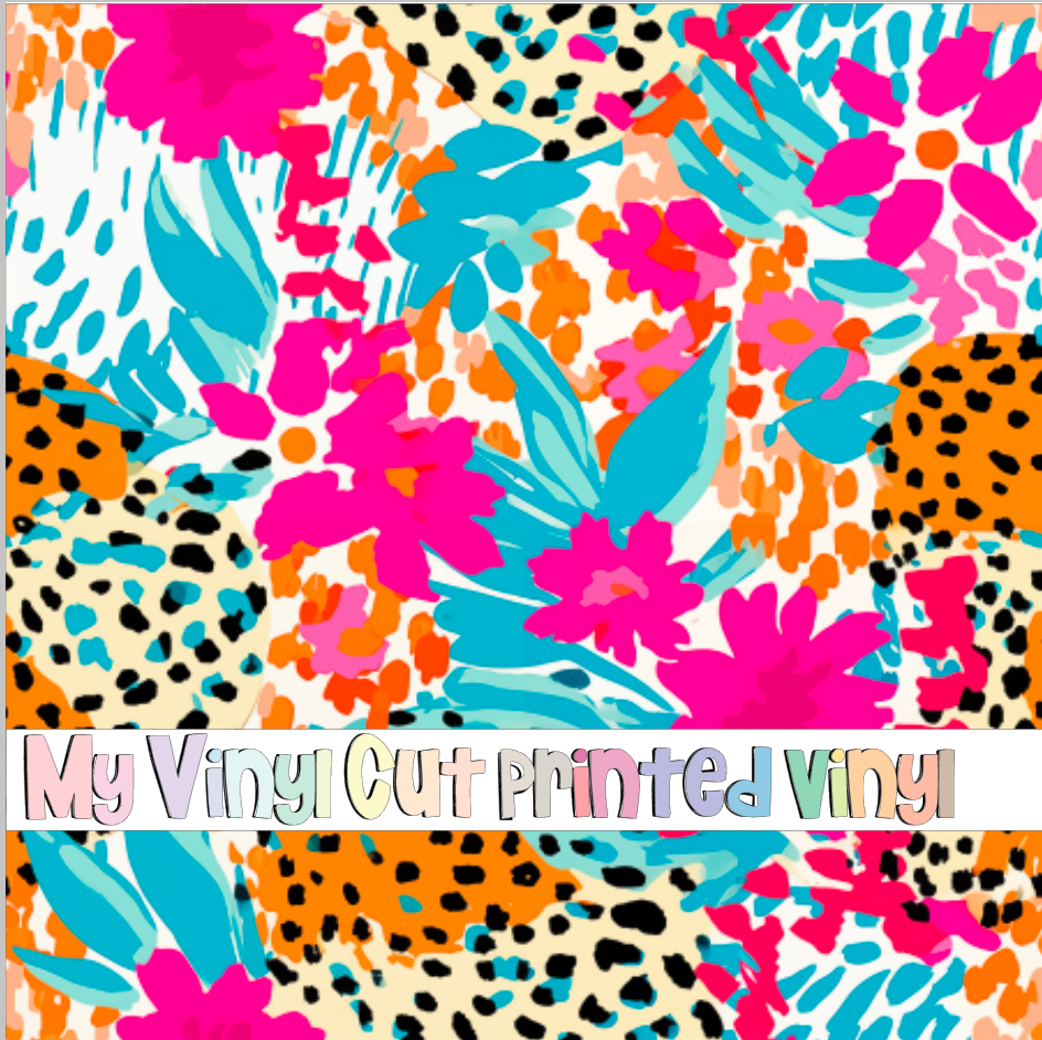 Printed Vinyl & HTV Animal Print Floral M Pattern 12 x 12 inch sheet