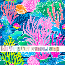 Load image into Gallery viewer, Printed Vinyl &amp; HTV Coral Reef H Pattern 12 x 12 inch sheet