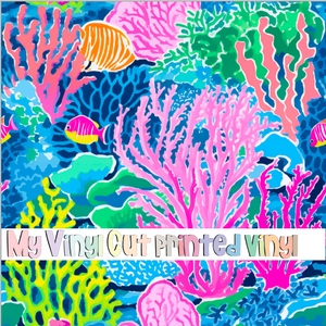 Printed Vinyl & HTV Coral Reef H Pattern 12 x 12 inch sheet