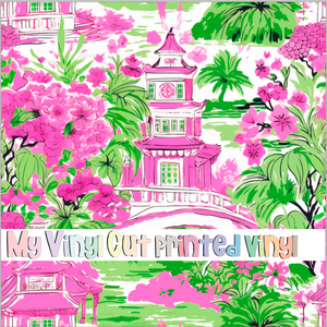 Printed Vinyl & HTV Chinoiserie C Pattern 12 x 12 inch sheet