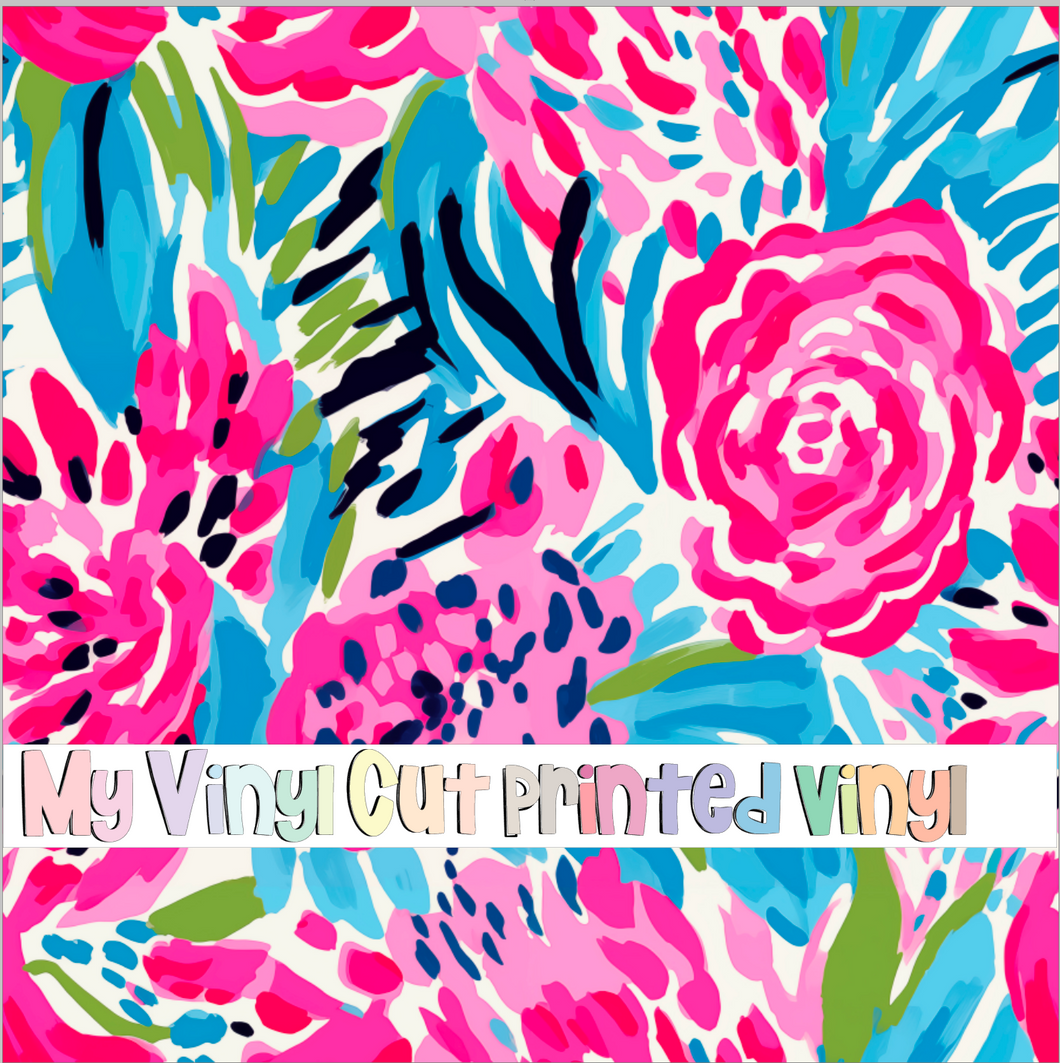 Printed Vinyl & HTV Animal Print Floral F Pattern 12 x 12 inch sheet