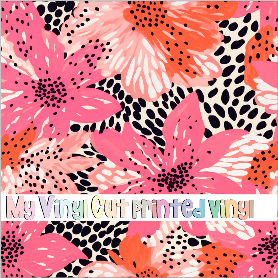 Printed Vinyl & HTV Animal Print Floral H Pattern 12 x 12 inch sheet