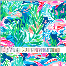 Load image into Gallery viewer, Printed Vinyl &amp; HTV Preppy Fish C Pattern 12 x 12 inch sheet