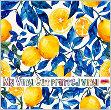 Load image into Gallery viewer, Printed Vinyl &amp; HTV Blue and Lemons C Patterns 12 x 12 inch sheet