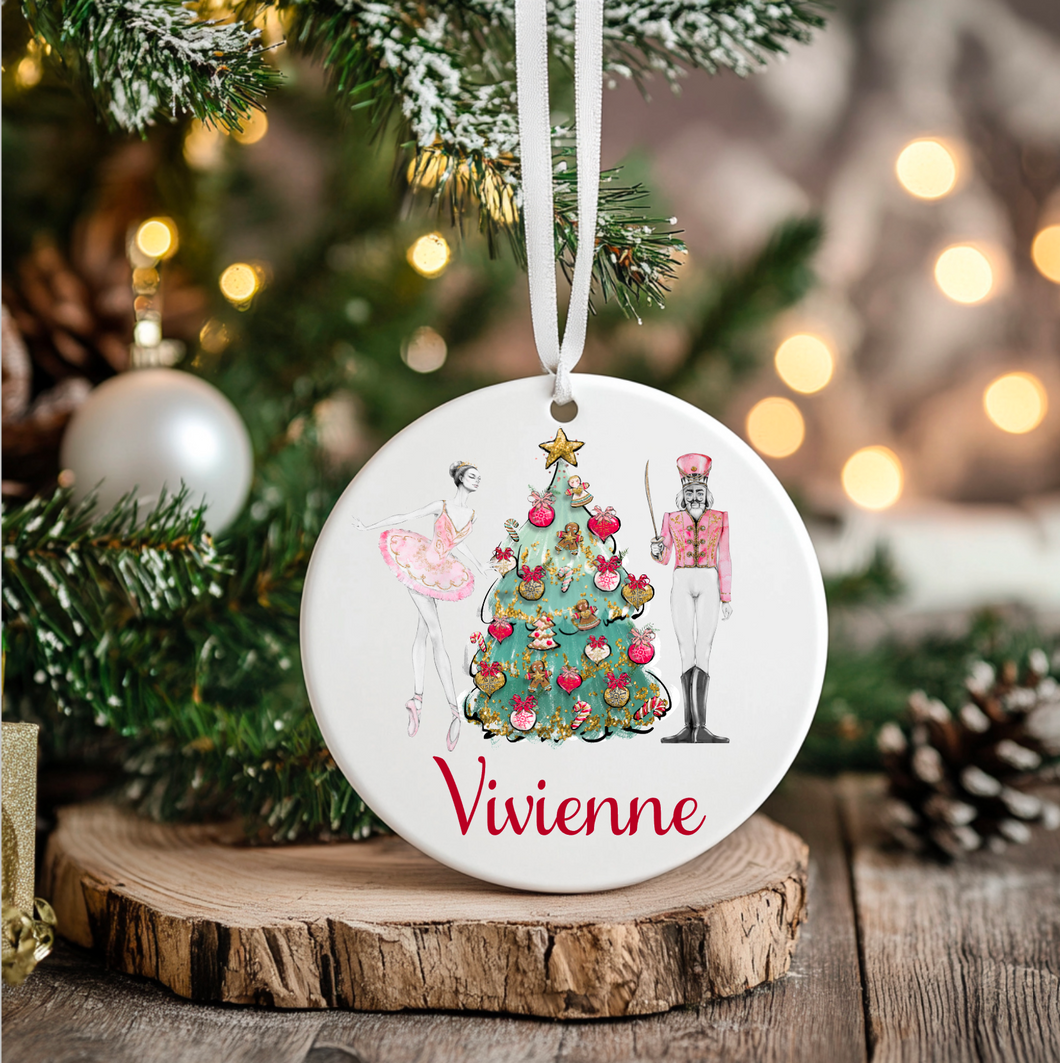 Ornament 3 inch Ceramic Custom Name Holiday Christmas Nutcracker Ornament