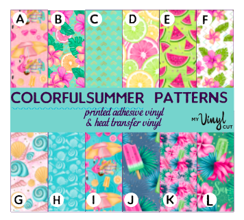 Printed Vinyl & HTV Summer Patterns 12 x 12 inch sheet