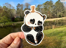Load image into Gallery viewer, Sticker | 69J | Panda with Crown | Waterproof Vinyl Sticker | White | Clear | Permanent | Removable | Window Cling | Glitter | Holographic