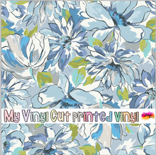 Load image into Gallery viewer, Printed Vinyl &amp; HTV Blue Flowers Patterns 12 x 12 inch sheet