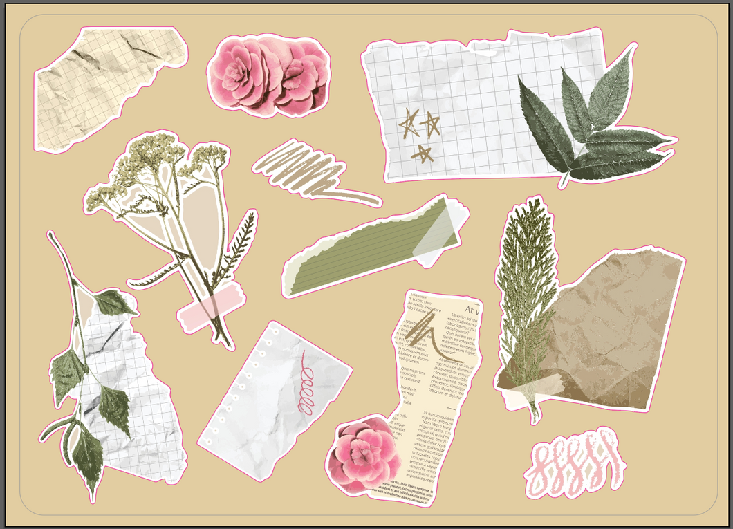 Sticker Sheet | Set of Delicate Torn Paper Stickers |